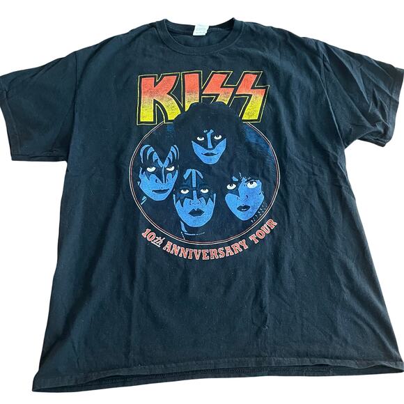 Vintage Kiss Logo Black T Shirt 10th Anniversary Tour Size XL - Picture 2 of 5